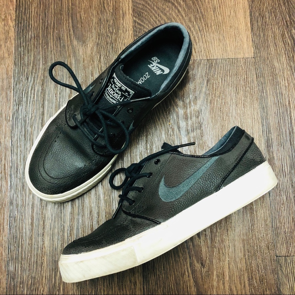 Black Leather Nike SB Stefan Janoski Sneakers